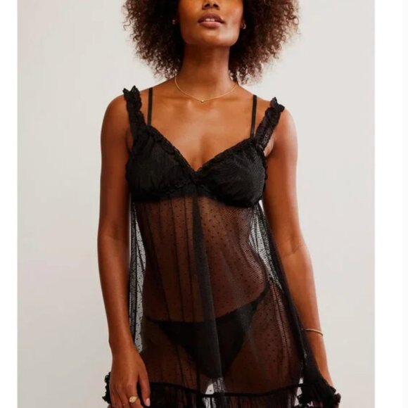 FREE PEOPLE NWT Heart To Heart Mini Slip / Black - small - Picture 5 of 11